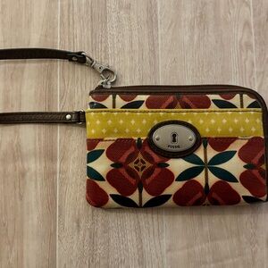 Discontinued Fossil Key-Per Wristlet Wallet - Y2K Early 2010s Retro Floral